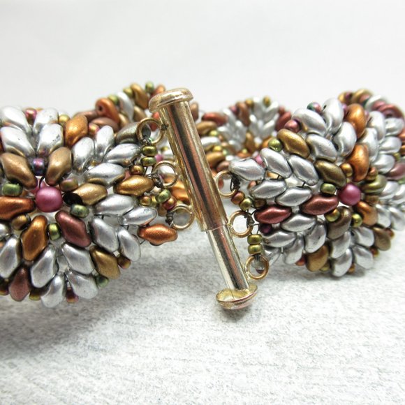 Hand woven Metallic Medallion bracelet - Picture 6 of 9
